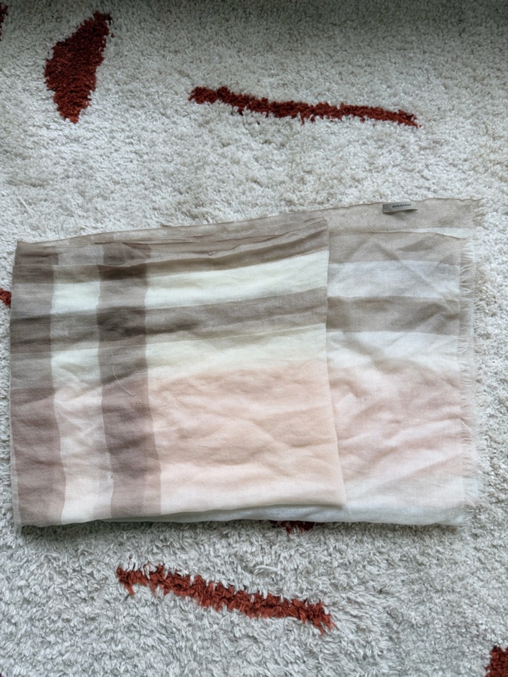 100% silk plaid Lightweight Striped Scarf in Blush, Taupe & Cream scarf